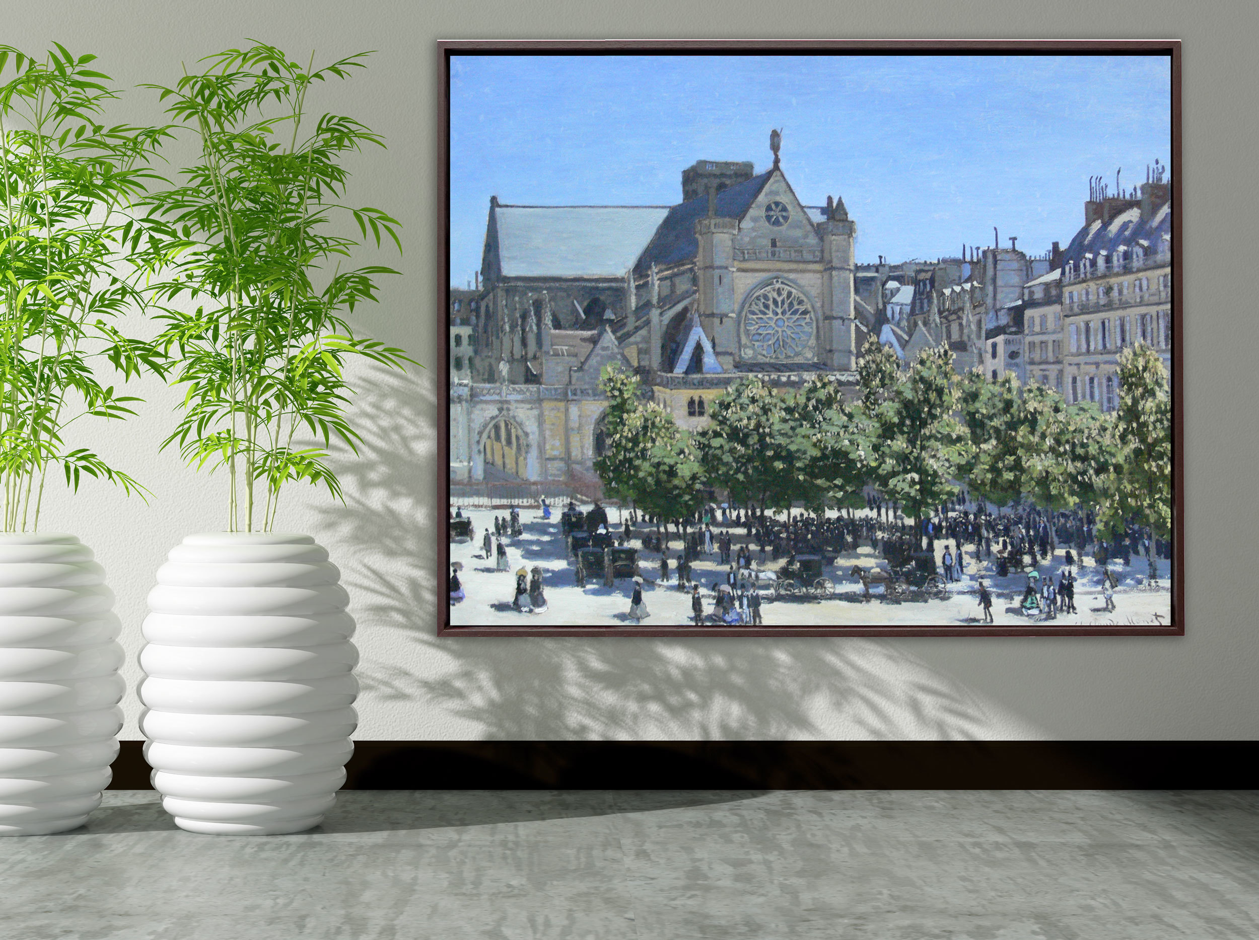 Claude Monet - Saint-Germain-l'Auxerrois Paris, 1867, Schattenfugenrahmen braun